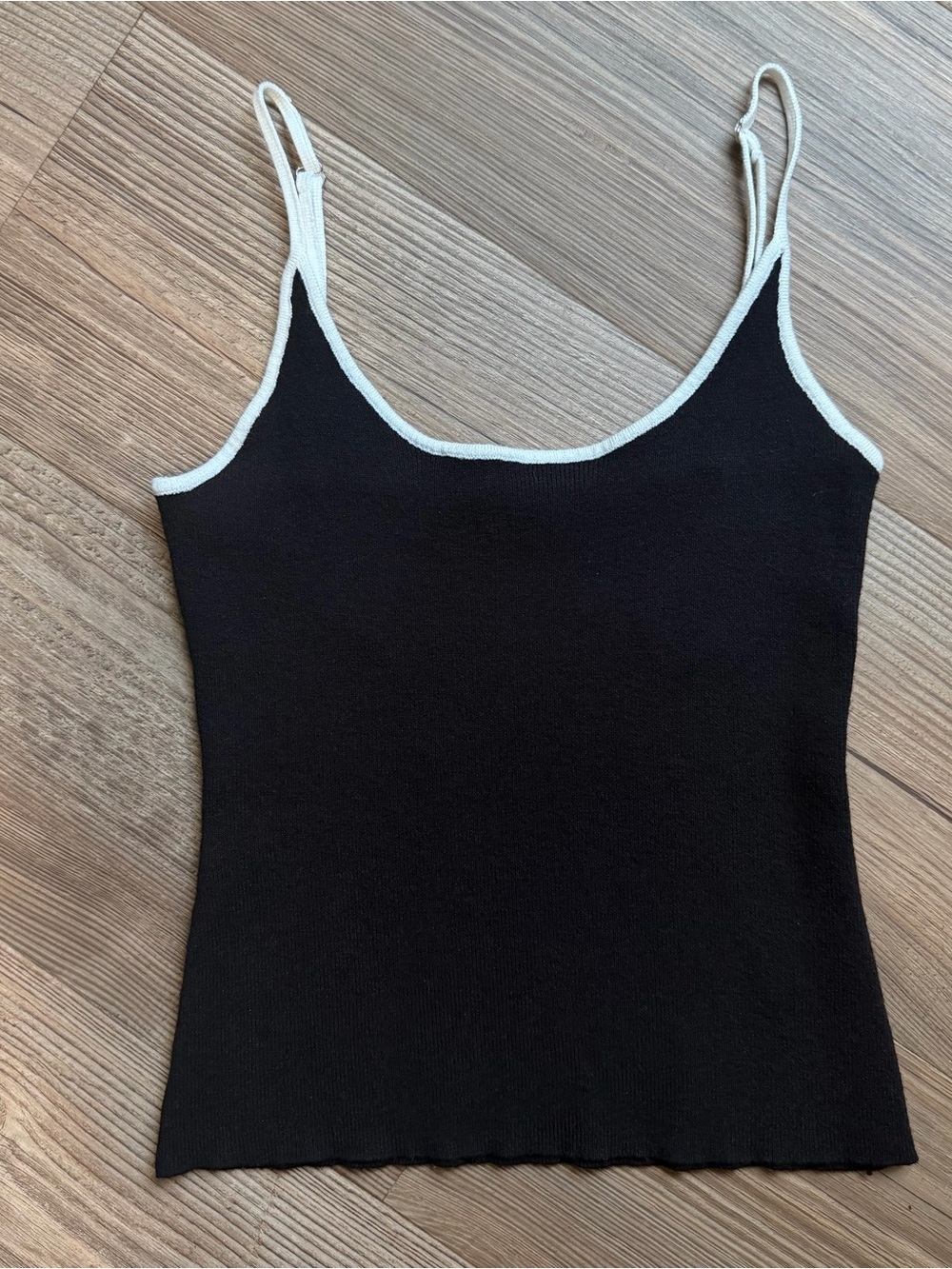 American Threads Black Tank Top with White Trim
